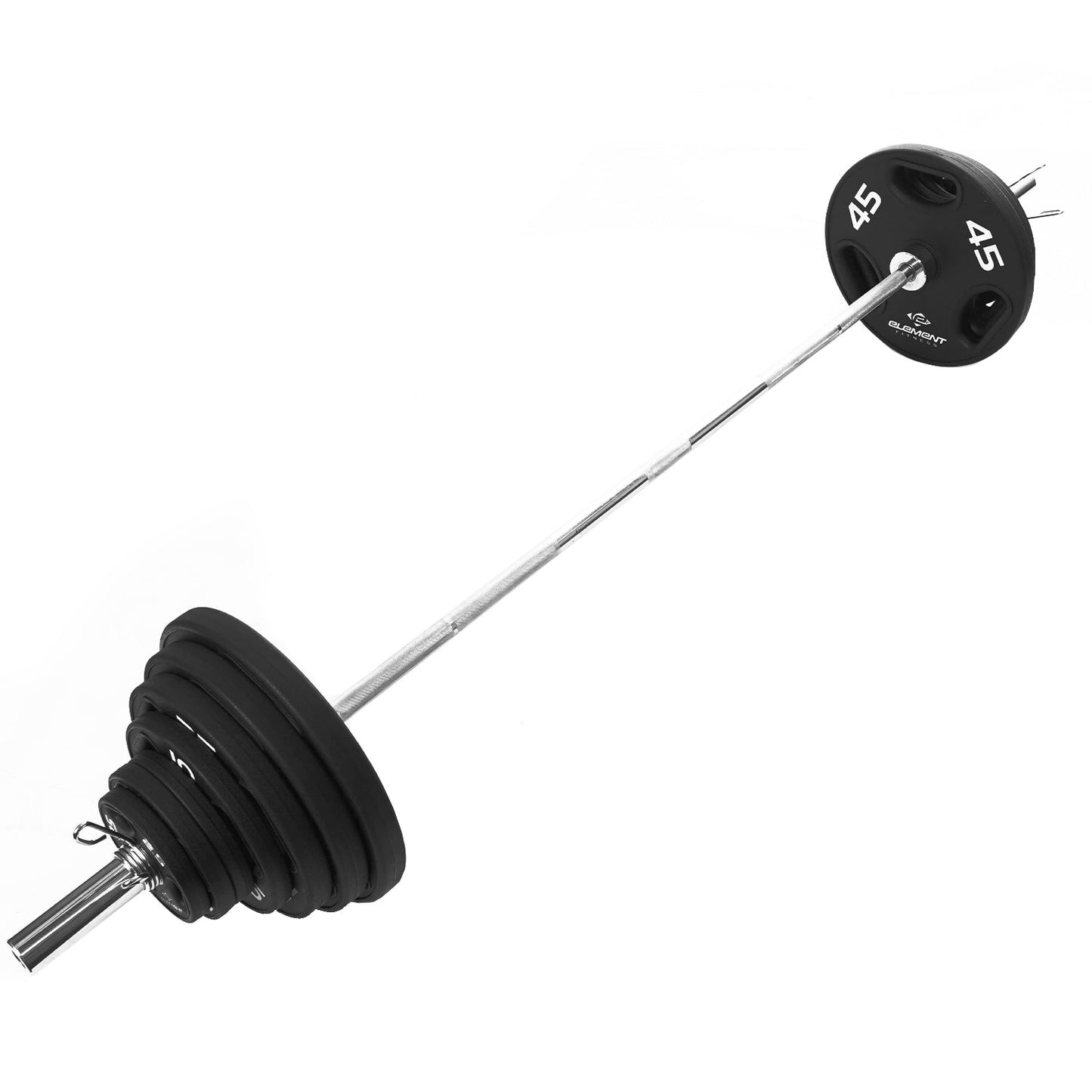 Element Fitness - 300lb Virgin Rubber Olympic Pro Plate Set with Bar Kit