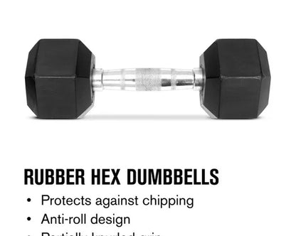 Weider Rubber Hex Dumbbell, 115 lbs - Sold Individually