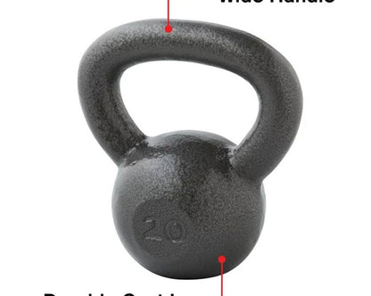 Weider, 20lb Cast Iron Kettlebell with Hammertone Finish, Single