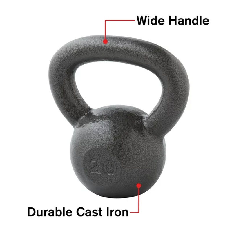 Weider, 20lb Cast Iron Kettlebell with Hammertone Finish, Single