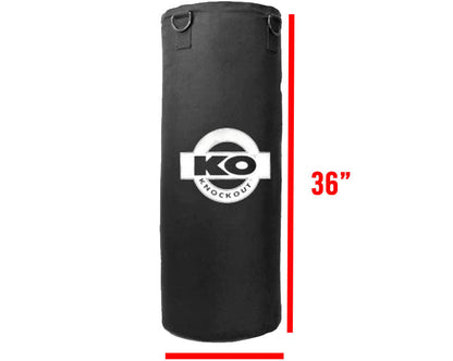 KO UNFILLED 50LBS CANVAS HEAVY BAG SHELL - BLACK