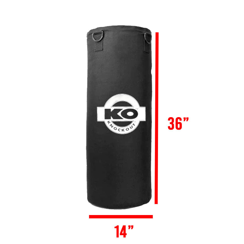 KO UNFILLED 50LBS CANVAS HEAVY BAG SHELL - BLACK