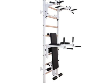 BenchK S2 White - 233W with PB3W Steel Pull-Up Bar + Dip Bar & Workout Bench