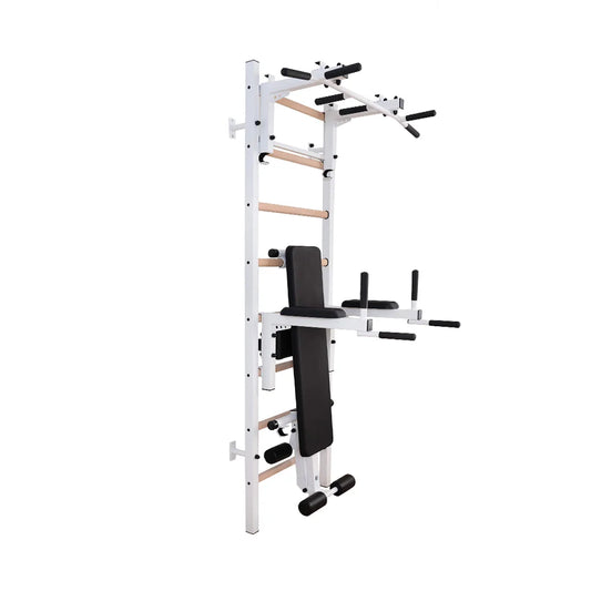 BenchK S2 White - 233W with PB3W Steel Pull-Up Bar + Dip Bar & Workout Bench