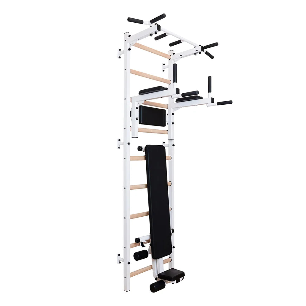 BenchK S7 White - 722W with PB2W Steel Pull-Up Bar + Dip Bar & Workout Bench