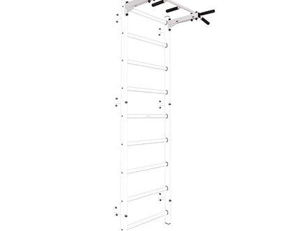 BenchK S2 White - 221W with PB2W Steel Pull-Up Bar + A204 Gymnastics Accessories