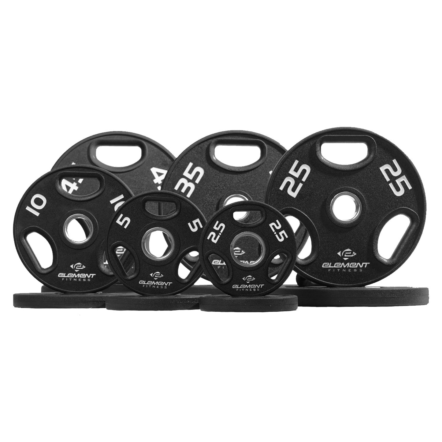 Element Fitness - 300lb Virgin Rubber Olympic Pro Plate Set with Bar Kit