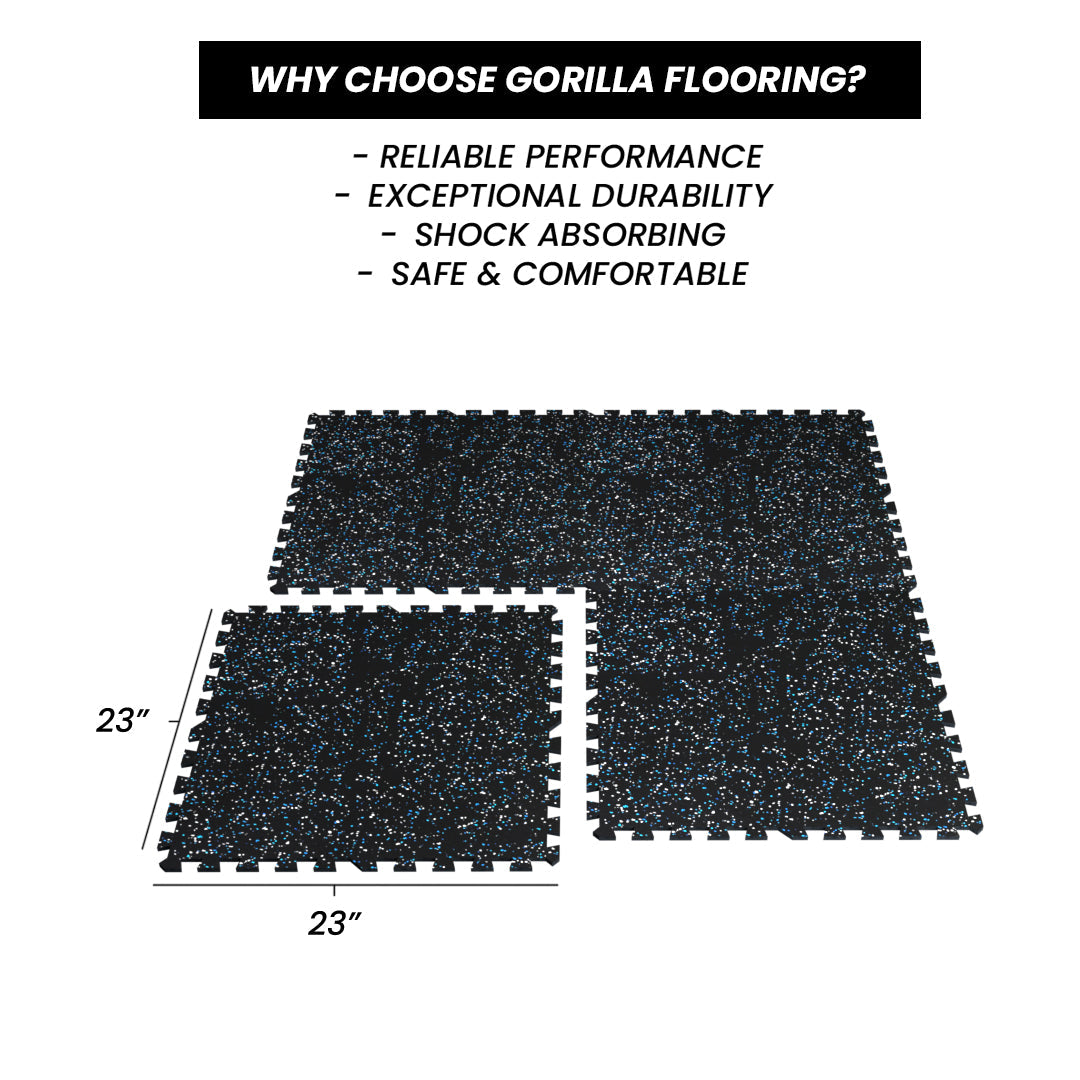 Gorilla 2 x 2 8mm Interlocking Rubber Tile - Blue Jay - Single or 12 Pack