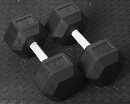 GR 55lbs RUBBER HEX DUMBBELL