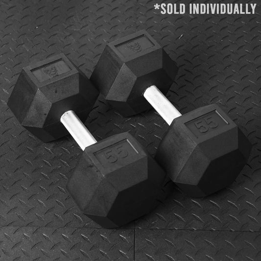 GR 55lbs RUBBER HEX DUMBBELL