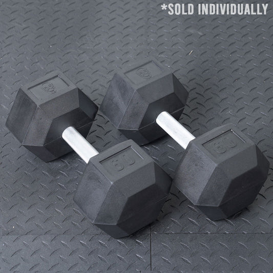 GR 60lbs RUBBER HEX DUMBBELL