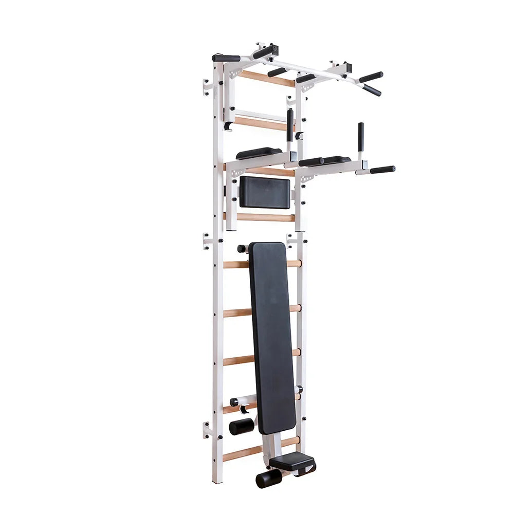 BenchK S7 White - 733W with PB3W Steel Pull-Up Bar + Dip Bar & Workout Bench