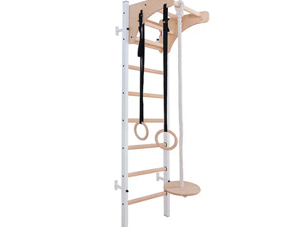 BenchK S2 White - 212W with Wooden Pull-Up Bar + A204 Gymnastics Accessories & BenchTop