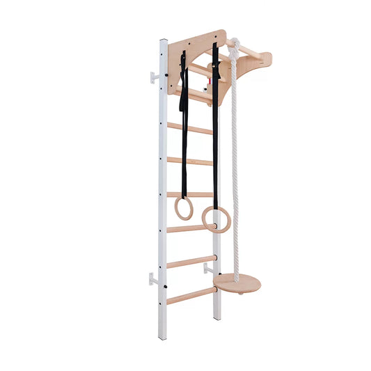 BenchK S2 White - 212W with Wooden Pull-Up Bar + A204 Gymnastics Accessories & BenchTop