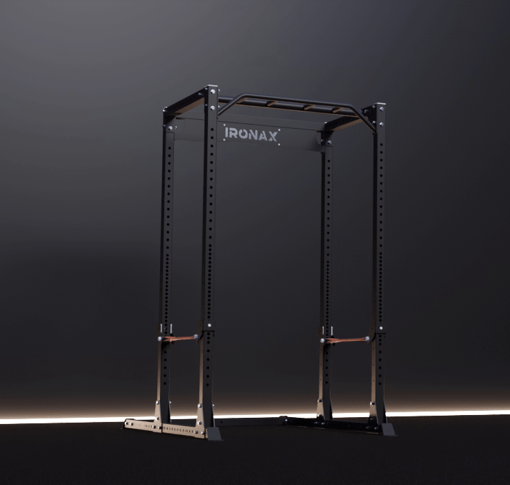 Animated demonstration of XPX power rack configuration options and accessories for customizable home gym setups.