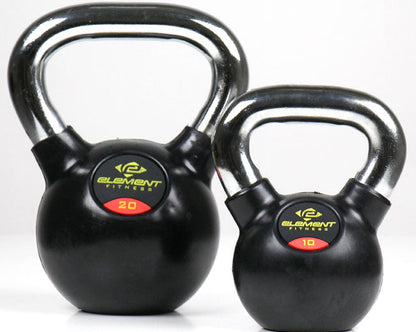 35lb Black Rubber Covered Kettlebell with Chrome Handle