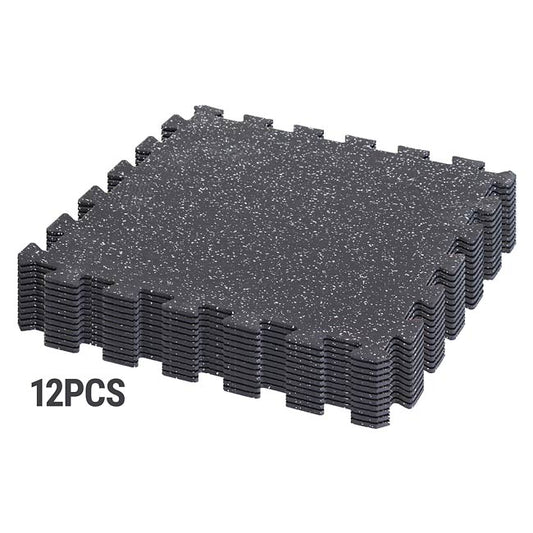 12 Pack 6mm Gorilla Flooring 24" x 24" Interlocking Rubber Tile w/Speckle ECO