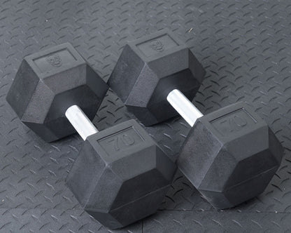 GR 70lbs RUBBER HEX DUMBBELL