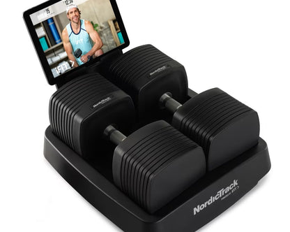 NORDICTRACK - iSELECT VOICE-CONTROLLED DUMBBELLS + STAND + MASSAGE GUN + MAT