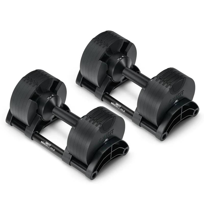 SMRTFT Nüobells - 5-50lb Adjustable Dumbbell Pair - Matte Black