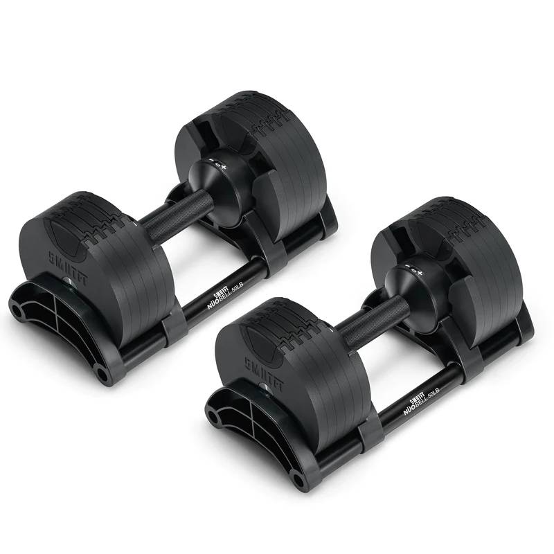 SMRTFT Nüobells - 5-50lb Adjustable Dumbbell Pair - Matte Black