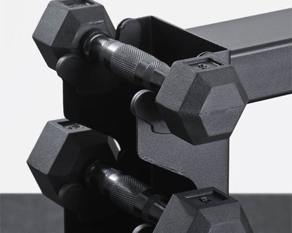 3-22.5lb Virgin Rubber Hex Dumbbell Set with Rack